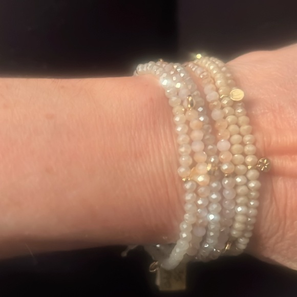 Sparkly Multi strand, tiny glass beaded stretch bracelet - Picture 2 of 5